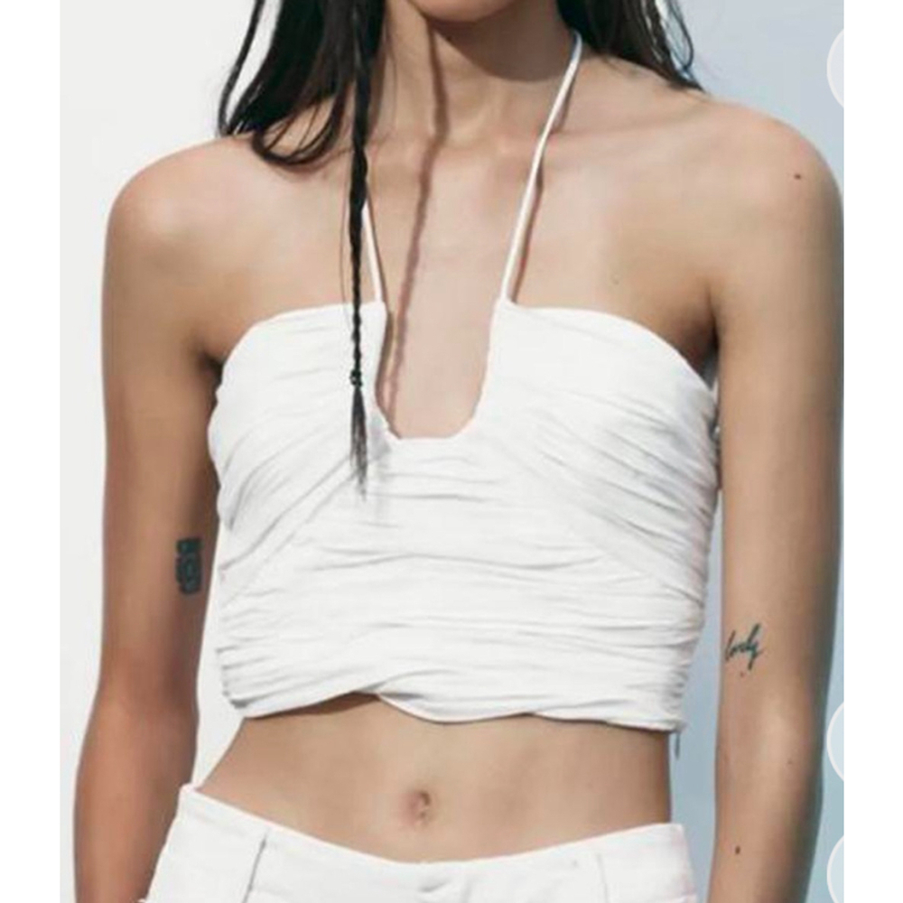 Zara White Halter Top Large